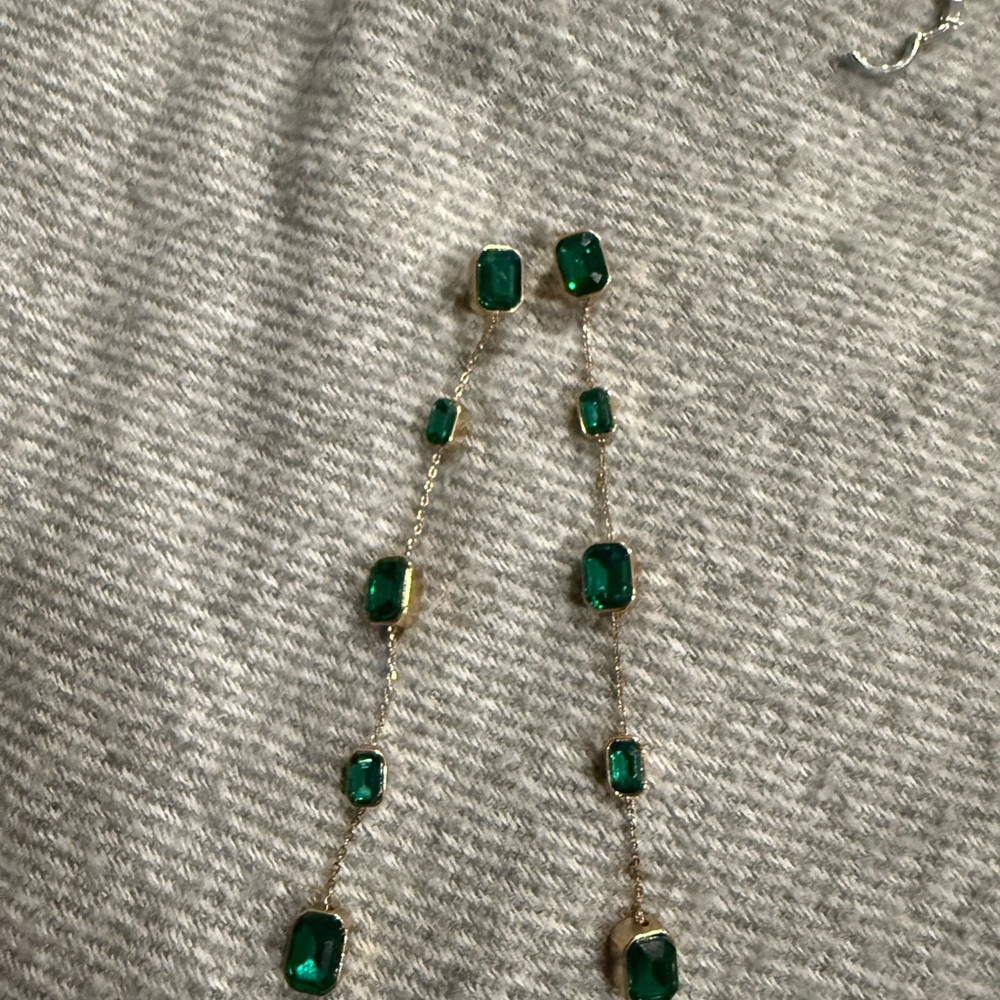 Elegant Green and Gold Drop Earrings